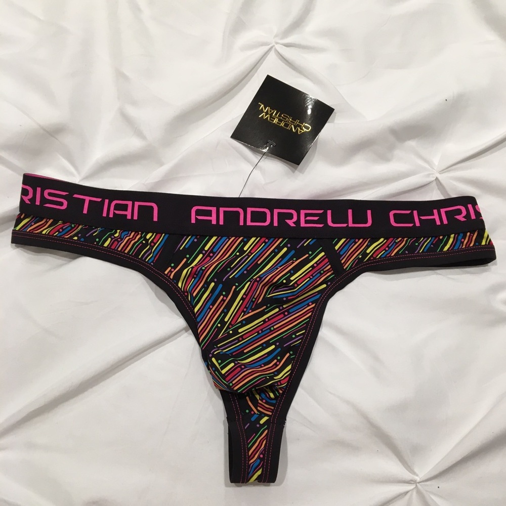 Andrew Christian Rainbow Stripe Thong NWT (LARGE)